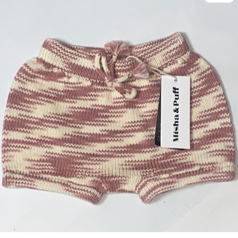 Misha And Puff Pink and Cream Knit Shorts